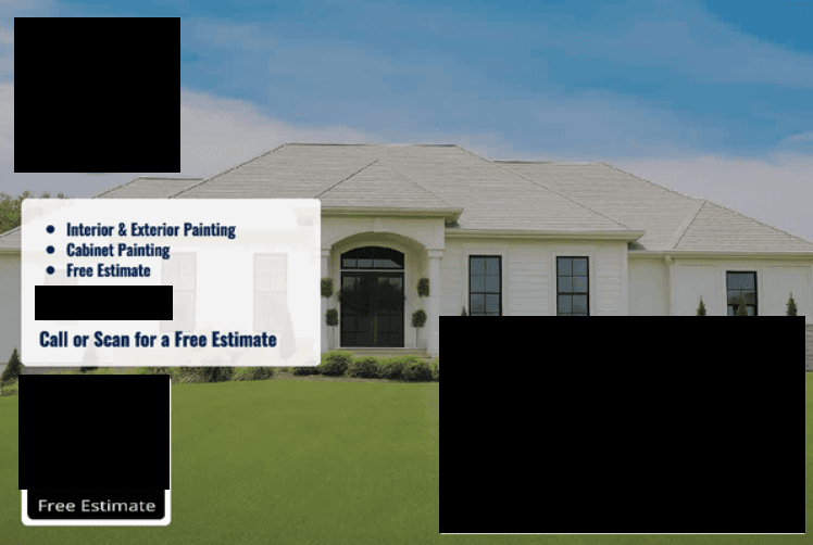 Back side of postcard with company information and call to action